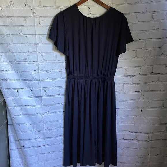 Land’s End Navy Blue Surplus Faux Wrap Midi Dress Size XS - Picture 4 of 5